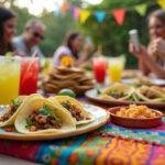 Tacos and tequila celebration in Sioux Falls, showcasing a lively atmosphere and delicious food enjoyed by friends.