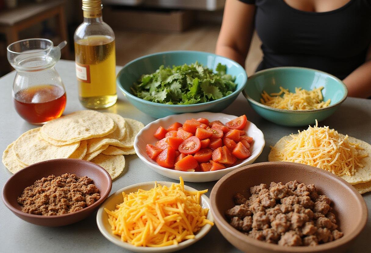 Tacos and tequila preparation in Sioux Falls, featuring fresh ingredients for a delicious taco feast.