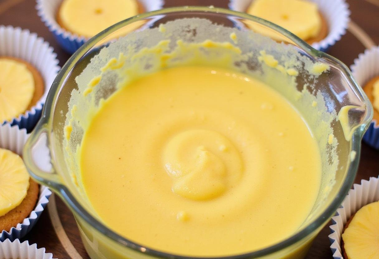Blended mixture for Tropical Pineapple Bliss Bites in a bowl, a step toward delicious tropical desserts, ready to be portioned.