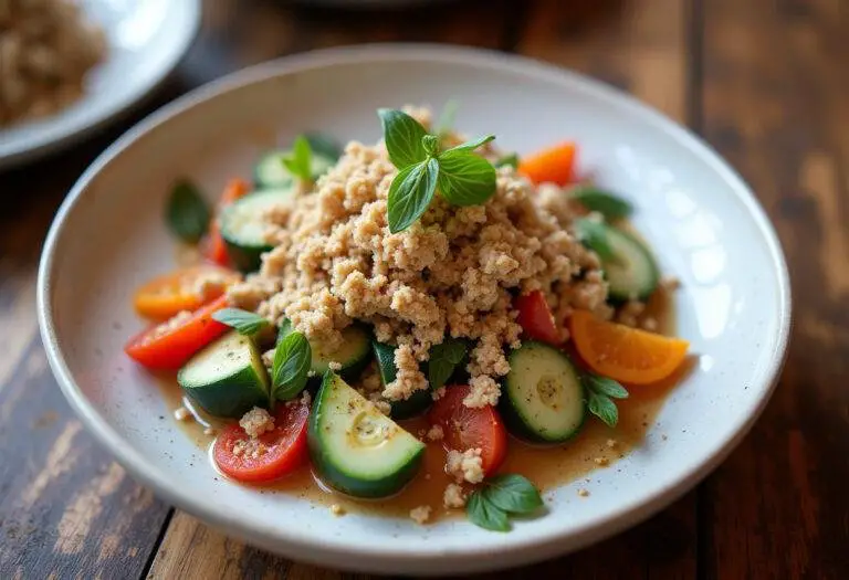 Deliciously plated dish with vibrant vegetables and a nutty tahini infusion, demonstrating versatile tahini uses in cooking.