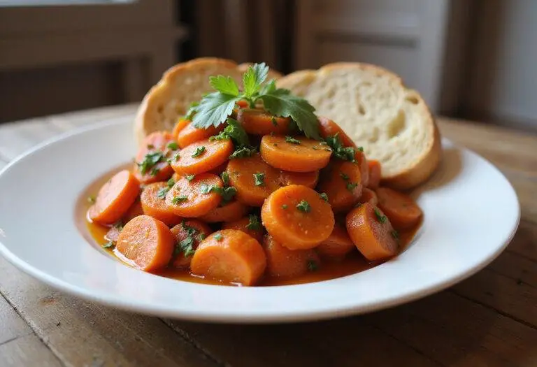 Final presentation of vibrant red carrot delight, a colorful and healthy dish ideal for any meal.