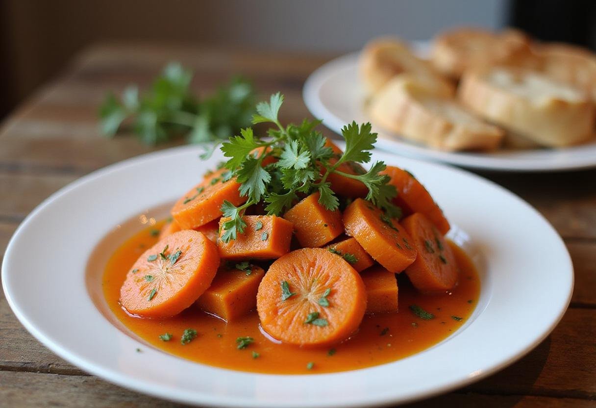 Final presentation of vibrant red carrot delight, a colorful and healthy dish ideal for any meal.
