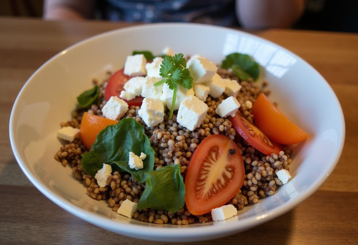 Finished Whole Grain Goodness Bowl showcasing nutritious ingredients, perfect for a healthy meal.