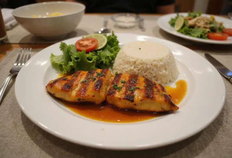 Ultimate serving of chili lime chicken recipe with rice and salad, perfect for any occasion.