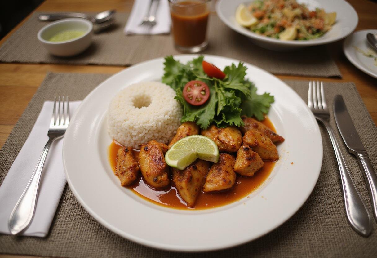 Ultimate serving of chili lime chicken recipe with rice and salad, perfect for any occasion.