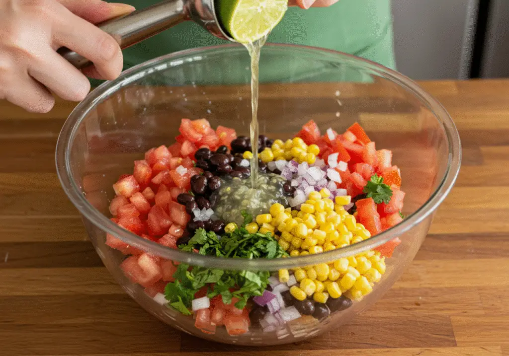 Mix together black beans and sweet corn with diced tomatoes, red onion, and cilantro for a refreshing Black Bean & Corn Salsa.