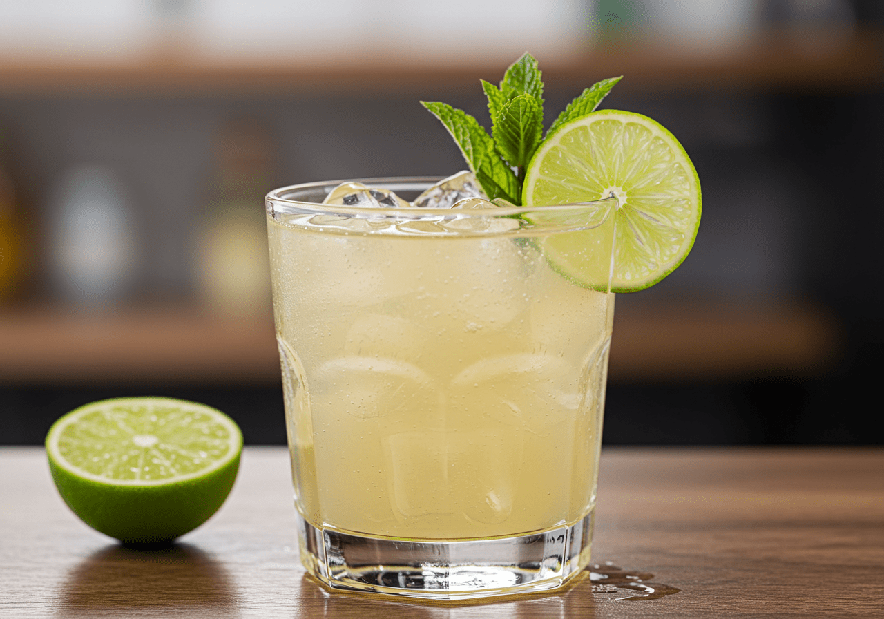Fresh lime juice being added to the Dr Pepper cocktail mixture for a refreshing twist