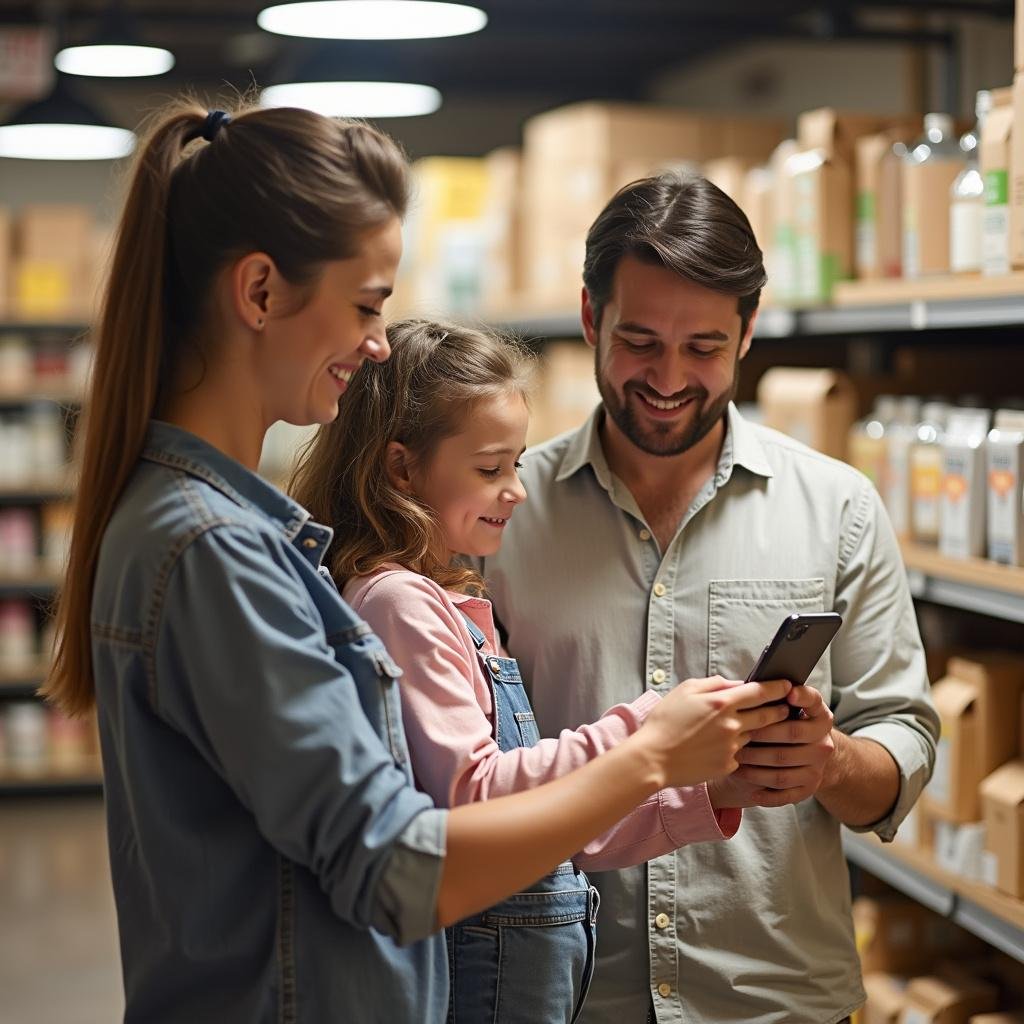Family shopping for bulk and reusable products to build a no-waste kitchen routine.