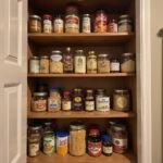 Pantry stocked with canned foods, pasta, and spices for emergency cooking preparedness.