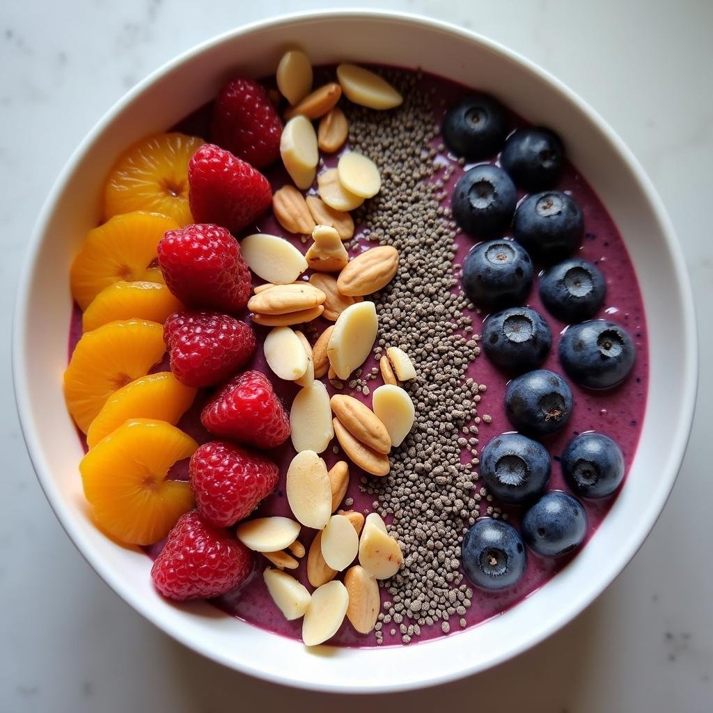 A nutritious smoothie bowl with fruits and toppings, promoting better digestion and increased energy levels.