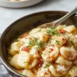 A bowl of creamy tortellini carbonara garnished with fresh herbs, showcasing rich sauce and perfectly cooked tortellini pasta.