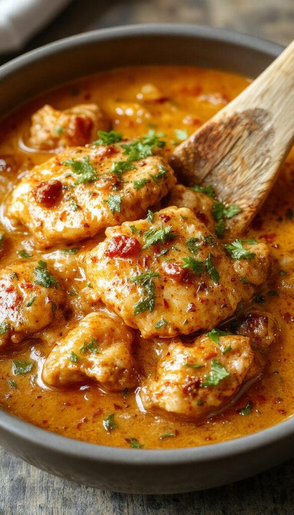 A plate of Gordon Ramsay Chicken Tikka Masala featuring tender chicken pieces in a rich, creamy tomato-based sauce, garnished with fresh herbs