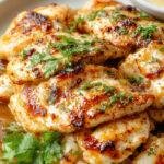 Juicy grilled Vietnamese chicken served with fresh herbs and lime slices, showcasing a vibrant and savory dish.