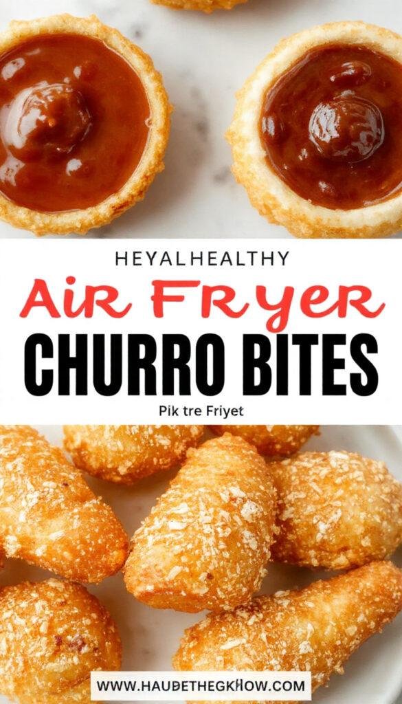 Crispy, golden Healthy Air Fryer Churro Bites coated with cinnamon sugar on a white plate