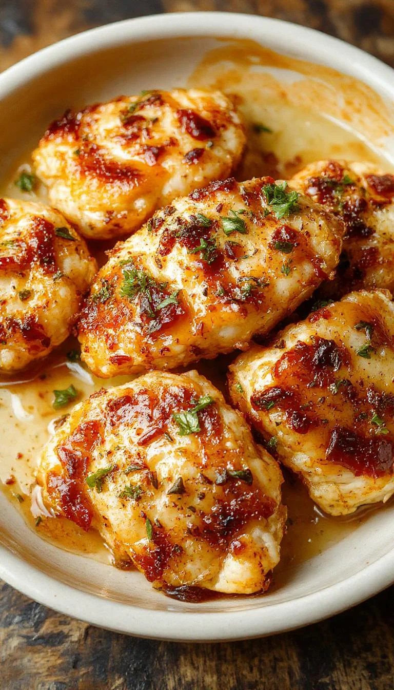 A plate of crispy Hot Honey Chicken Cutlets drizzled with spicy honey glaze, garnished with fresh herbs and served with sides.