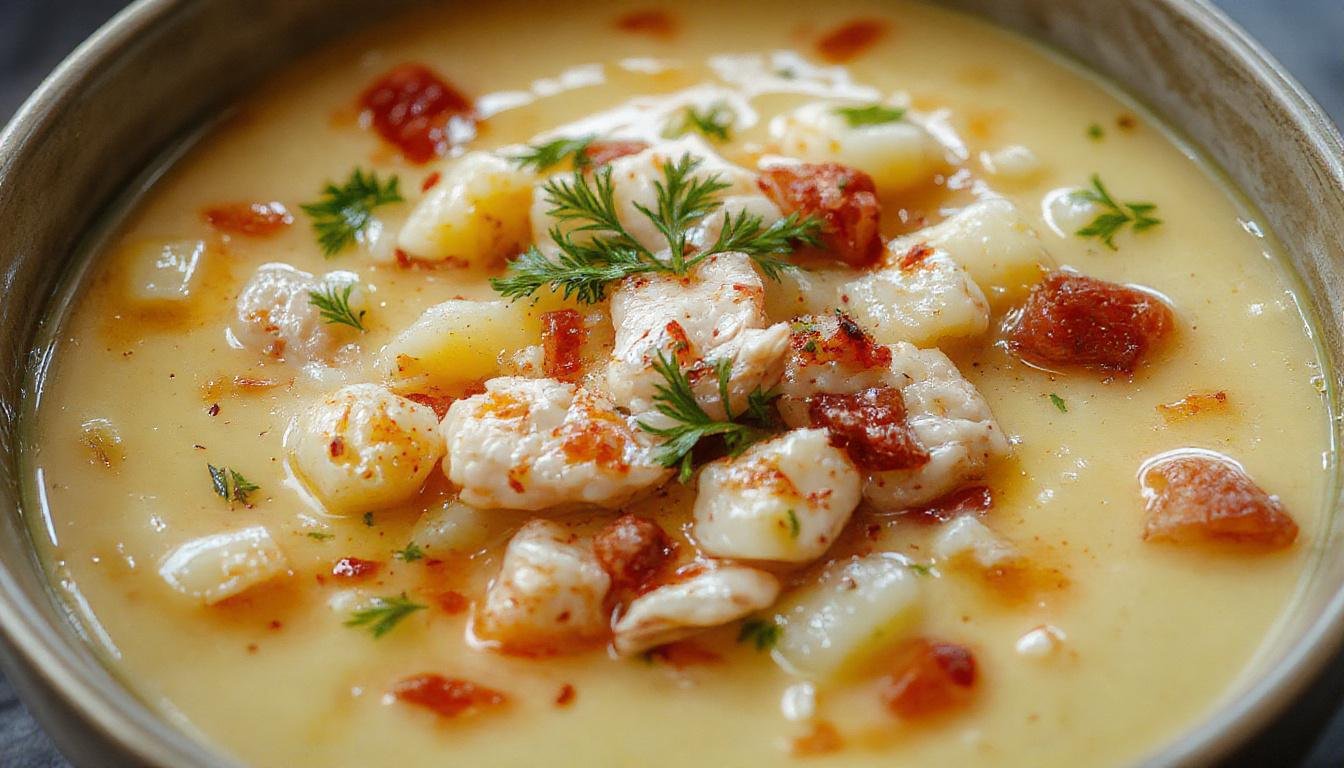 A warm bowl of Lemon Chicken Orzo Soup featuring tender shredded chicken, vibrant yellow lemon-infused broth, fluffy cooked orzo, garnished with fresh parsley, served in a rustic white bowl with a lemon wedge on the side.