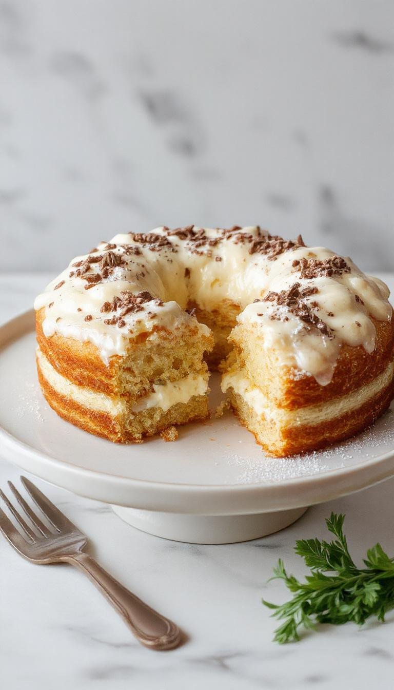 A slice of MIGLIACCIO Neapolitan Creamy Ricotta and Semolina Cake topped with powdered sugar, showcasing its moist texture and layers of ricotta filling.