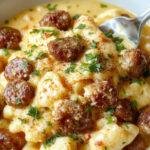 A vibrant bowl of creamy Cajun sausage pasta garnished with fresh herbs, showcasing sliced sausage, colorful bell peppers, and spiral pasta in a rich sauce.