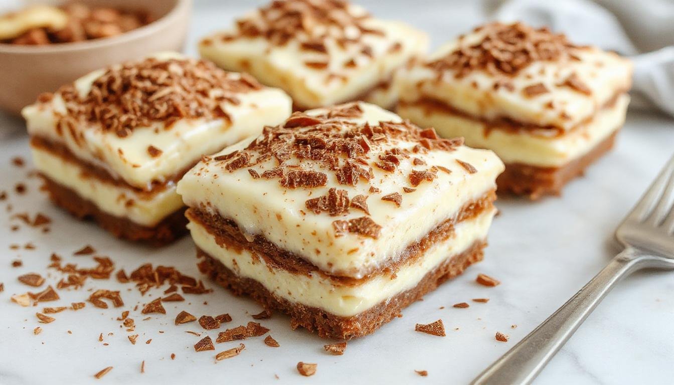 A close-up of a classic tiramisu layered in a clear glass dish, showcasing creamy mascarpone, espresso-soaked ladyfingers, and a dusting of cocoa powder on top. The dessert is elegantly presented with visible layers and a slightly glossy finish, highlighting its rich texture.