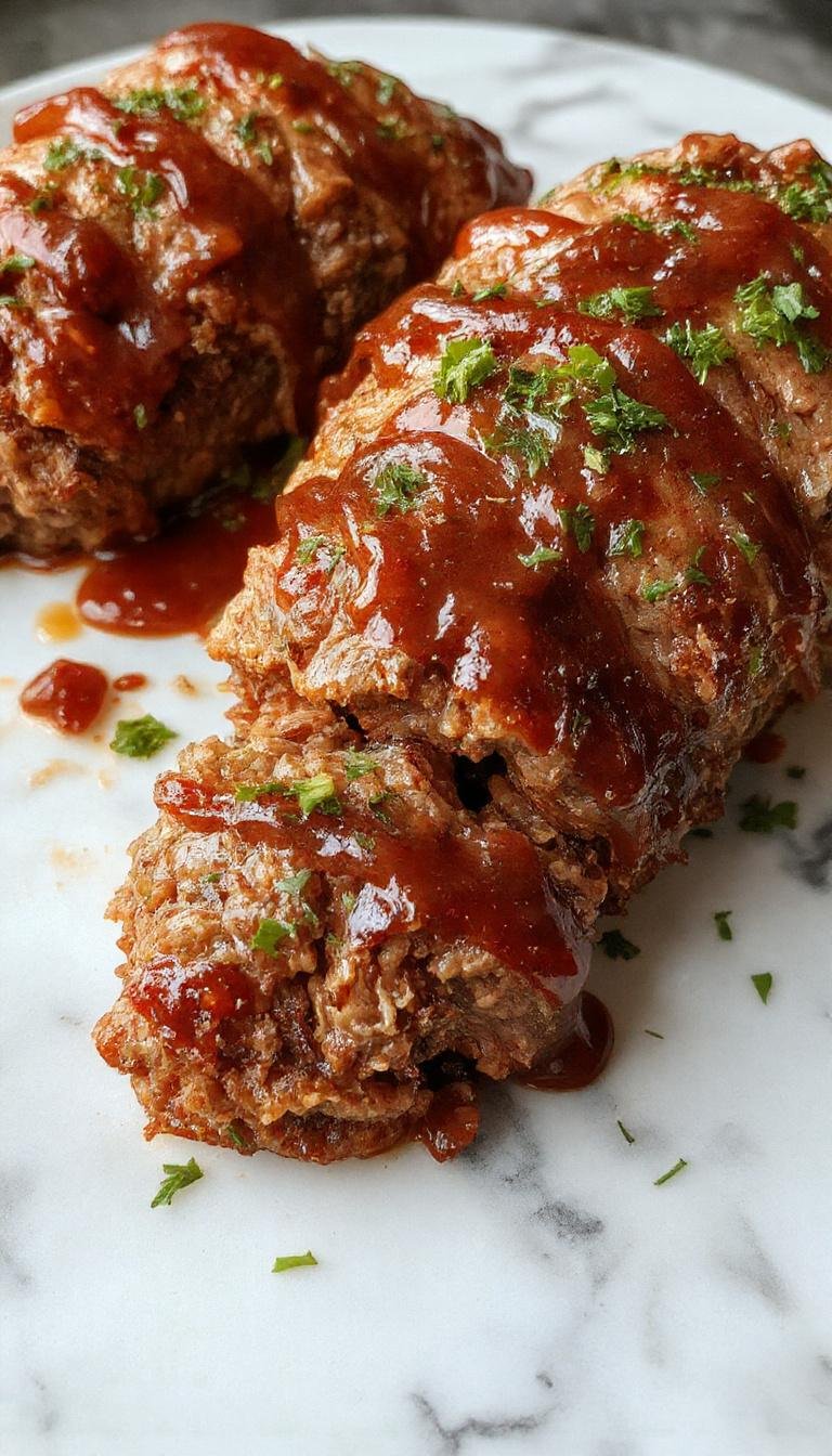 A hearty slice of carnivore meatloaf with crispy edges on a rustic plate, accompanied by a side of vegetables.