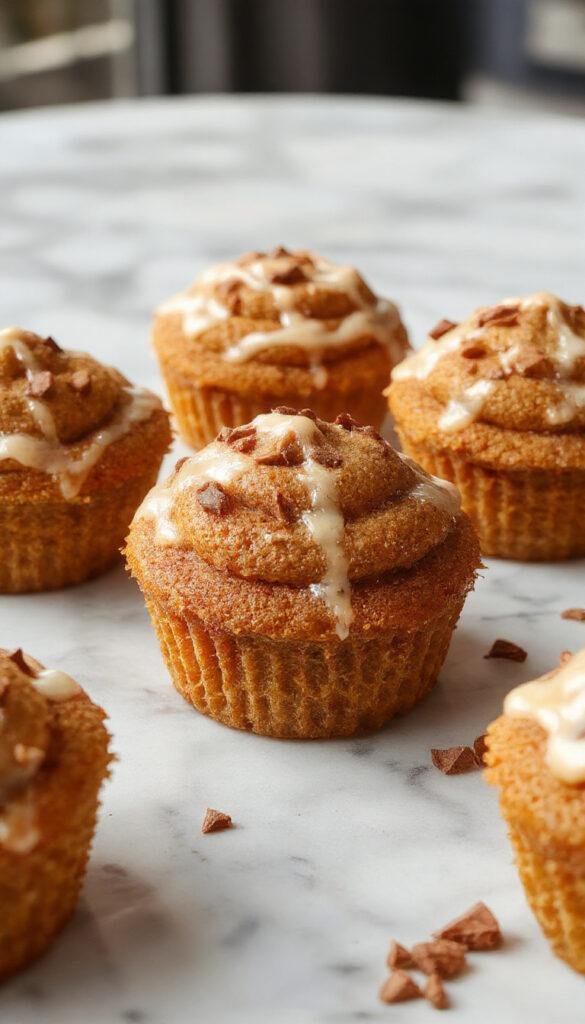 A plate of Delightful Pumpkin Cupcakes garnished with cinnamon and cream cheese frosting, perfect for fall desserts.