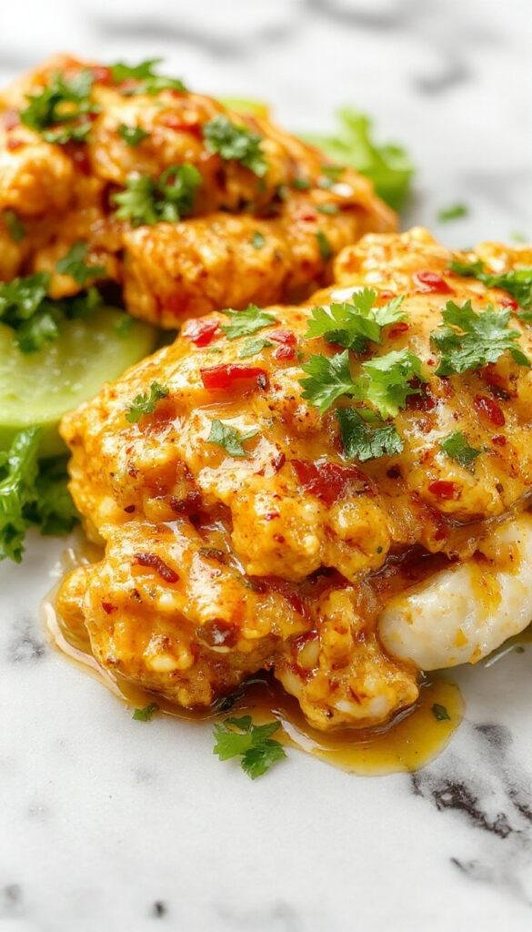 A plate of creamy homemade butter chicken garnished with fresh cilantro, served alongside steaming basmati rice and naan bread.