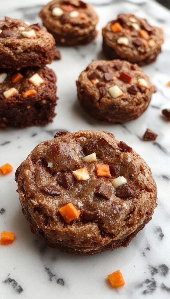A festive tray of Spooktacular Halloween Brookies decorated with orange and black icing, candy eyes, and sprinkles, perfect for Halloween treats.