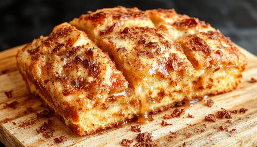 A sliced warm cinnamon apple bread displayed on a rustic wooden platter, showcasing its golden-brown crust and tender, moist interior speckled with apple pieces and cinnamon swirls. The slices are slightly fanned out, revealing the inviting layers and textured crumb, with a dusting of cinnamon on top.