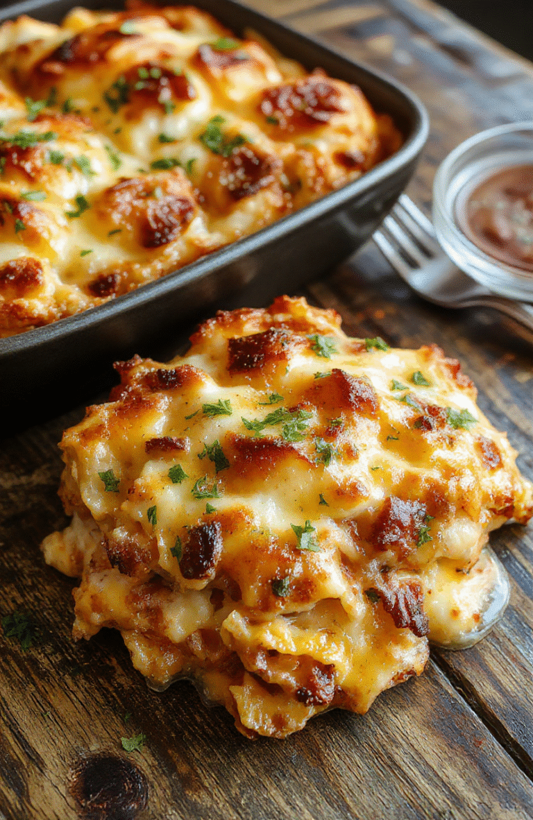 A vibrant plate of Hobo Casserole featuring ground beef, mixed vegetables, and melted cheese, presented on a rustic wooden table with fresh herbs, textured layers, and inviting colors.