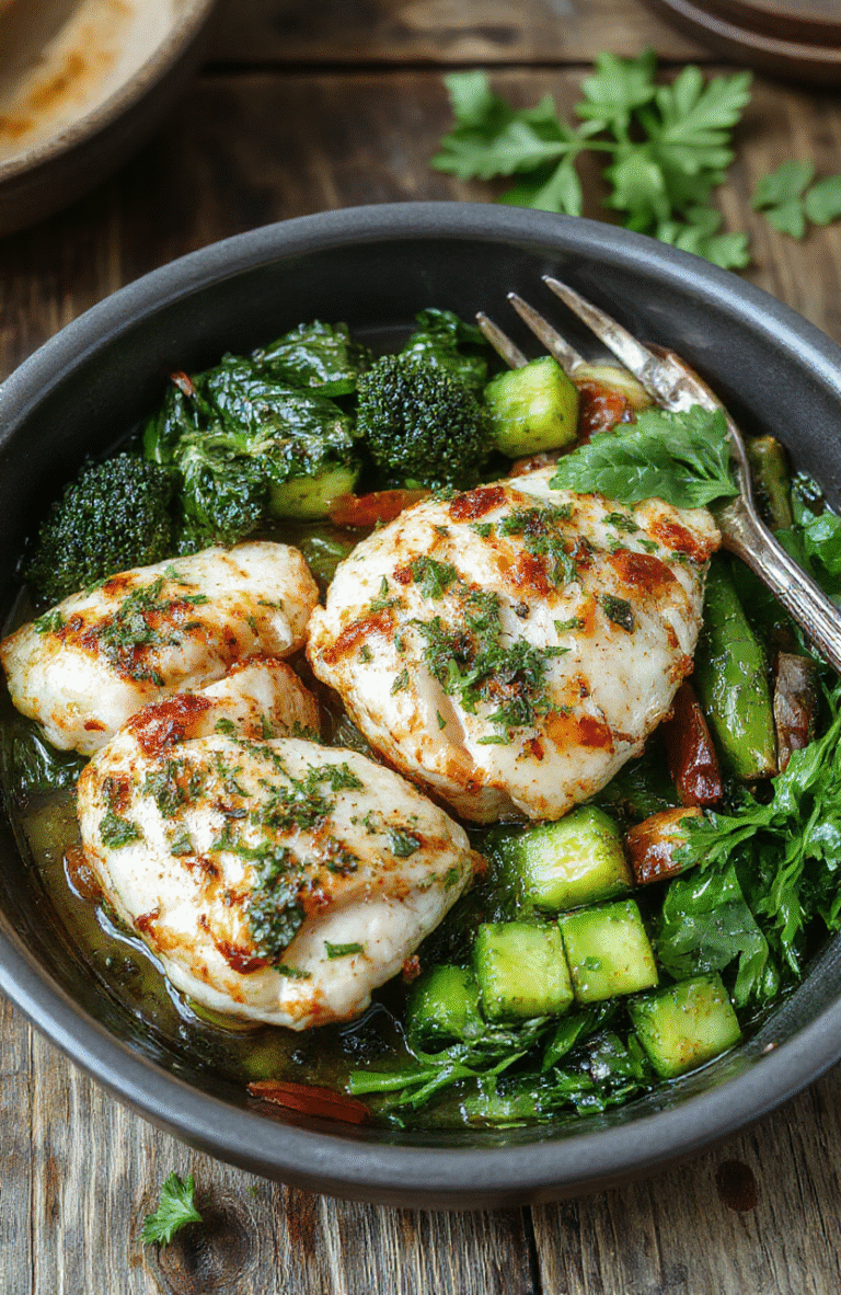 Colorful plate of pesto chicken with roasted vegetables on a rustic wooden table, capturing vibrant greens, tender chicken, and crispy veggies with a glossy finish, styled simply for a cozy home meal.