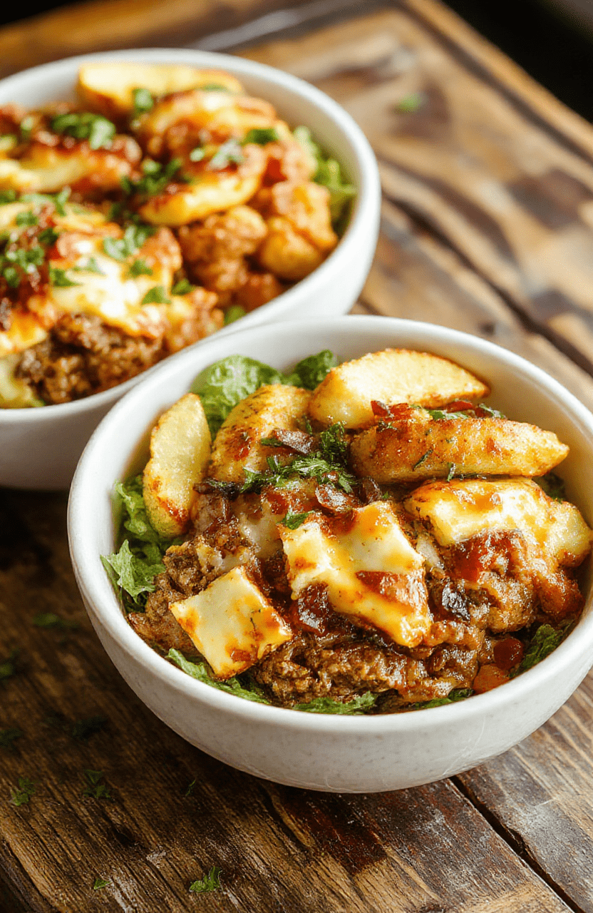Colorful burger bowls arranged in deep bowls featuring fresh greens, juicy grilled chicken, vibrant tomatoes, crispy bacon, and creamy avocado slices, all styled with a rustic wooden table background and natural daylight highlighting textures.