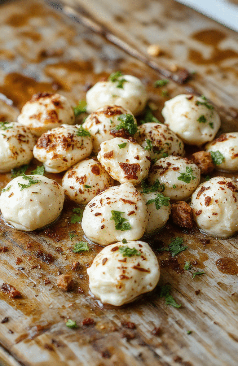 Golden crispy mozzarella bites on a white plate, melted cheese oozing out, served with fresh herbs and marinara sauce, styled with a rustic wooden background, vibrant colors, and textured breading.