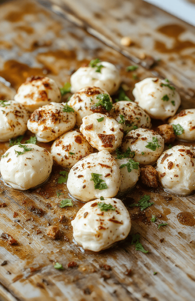 Golden crispy mozzarella bites on a white plate, melted cheese oozing out, served with fresh herbs and marinara sauce, styled with a rustic wooden background, vibrant colors, and textured breading.