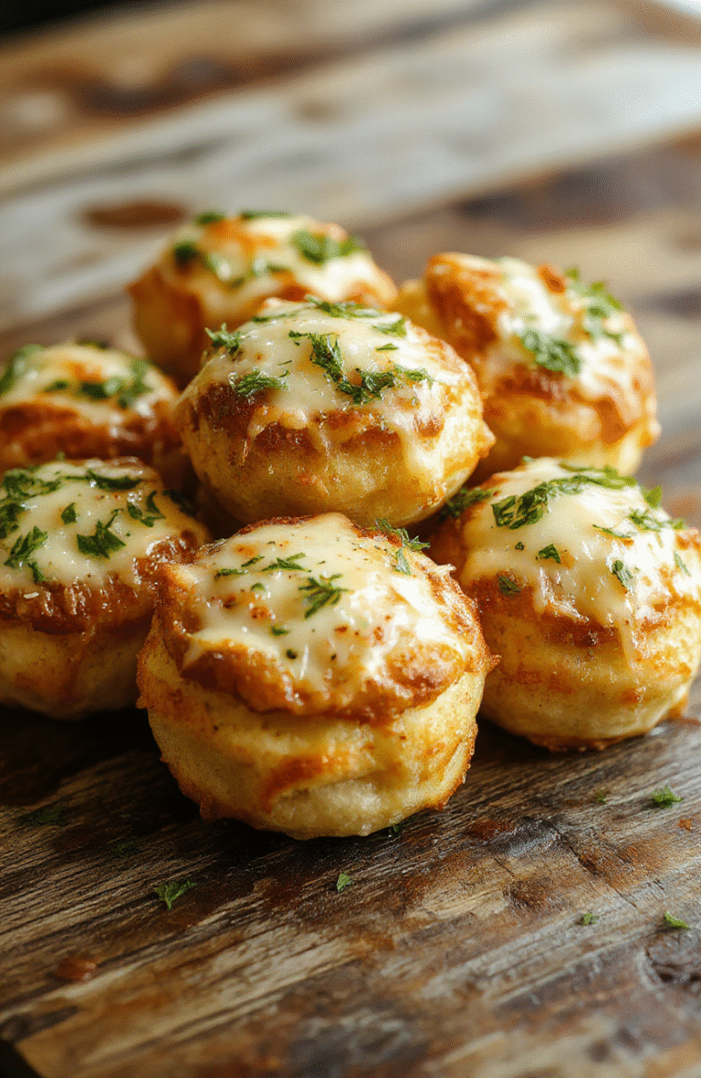 Golden brown cheesy garlic parmesan bombs arranged on a rustic wooden platter, sprinkled with fresh parsley and grated parmesan, with visible gooey cheese spilling out, crispy exterior, and flavorful herbs enhancing the presentation.