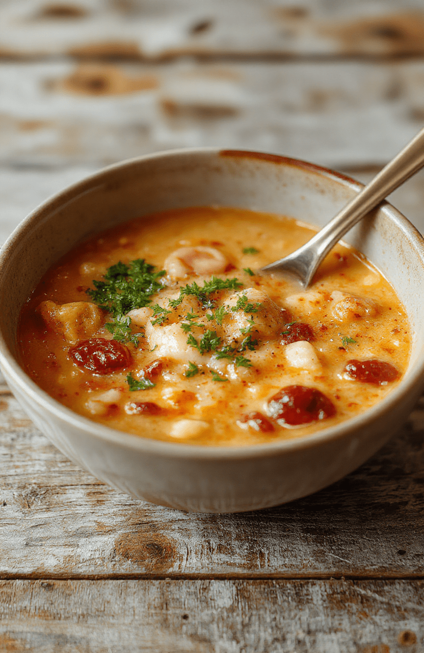 A vibrant bowl of creamy spicy Korean ramen featuring steaming noodles immersed in a rich, red chili-infused broth topped with sliced green onions, boiled egg halves, and sesame seeds, styled on a dark wooden table with a soft natural light highlighting textures and colors.