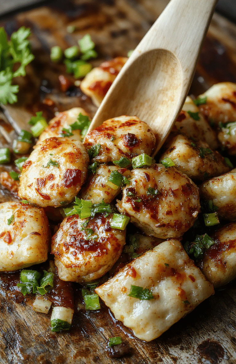 Colorful potstickers stir fry on a rustic wooden platter with vibrant vegetables and a glossy savory sauce, steam rising, styled simply with fresh greens.