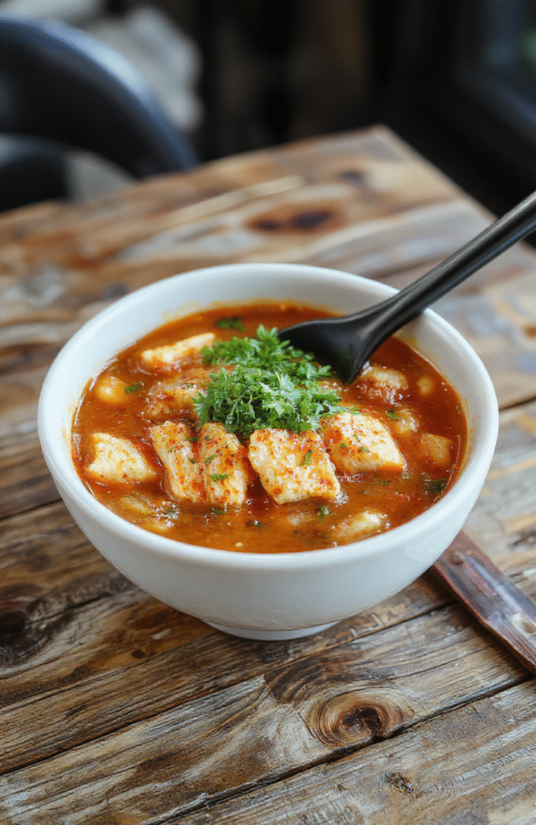 A vibrant bowl of Spicy Chicken Ramen featuring tender sliced chicken, rich creamy broth, colorful vegetables, and perfectly cooked noodles, topped with fresh green onions and a soft boiled egg, styled in a modern white bowl on a rustic wooden table.