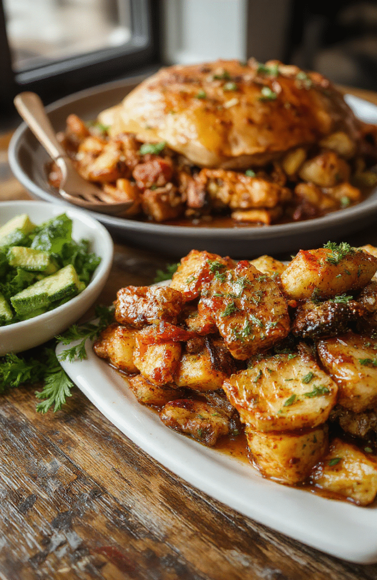 Colorful Thanksgiving platter featuring roasted turkey slices, vibrant roasted vegetables, fluffy mashed potatoes topped with herbs, and a festive cranberry sauce, beautifully arranged on a rustic wooden table, styled with fall leaves and candles, creating a warm and inviting holiday ambiance.