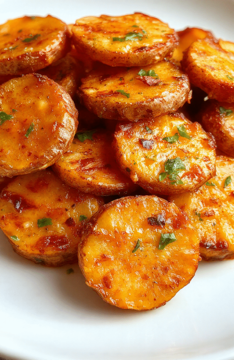 Colorful sweet potato rounds arranged on a rustic white plate, topped with herbs and a drizzle of olive oil, showcasing golden edges and tender textures, styled simply with a neutral placemat and natural daylight.
