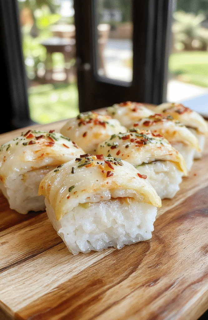 Colorful banana sushi rolls on a clear plate, sliced to reveal vibrant fruit layers, garnished with a drizzle of honey and mini chocolate chips, styled on a wooden tray with a natural background, textured and inviting.