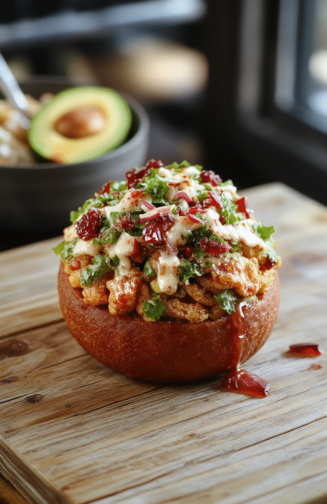 Vivid turquoise Baja Blast soda poured into a clear glass with ice, garnished with a lime wedge, vibrant background with tropical accents, emphasizing the fizzy bubbles and refreshing look, styled casually for a foodie photo.