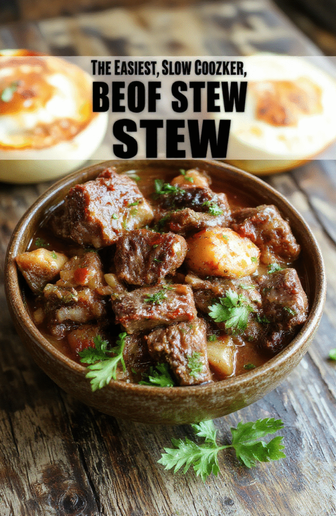 A hearty beef stew served in a rustic bowl, featuring tender chunks of beef, carrots, potatoes, and celery in a rich, savory broth, with fresh herbs on top. The stew is photographed on a wooden table with a warm, inviting atmosphere, highlighting the comforting textures and vibrant colors of the ingredients.