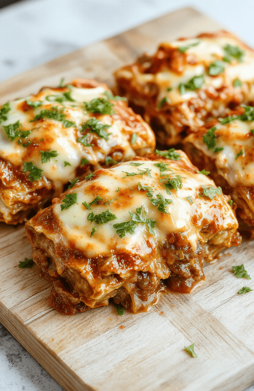 Golden-brown, bubbly enchiladas stacked in a ceramic baking dish, generously topped with melted melted cheese, green chile sauce, and fresh cilantro, served alongside mexican rice and avocado slices on a rustic wooden table in soft daylight.