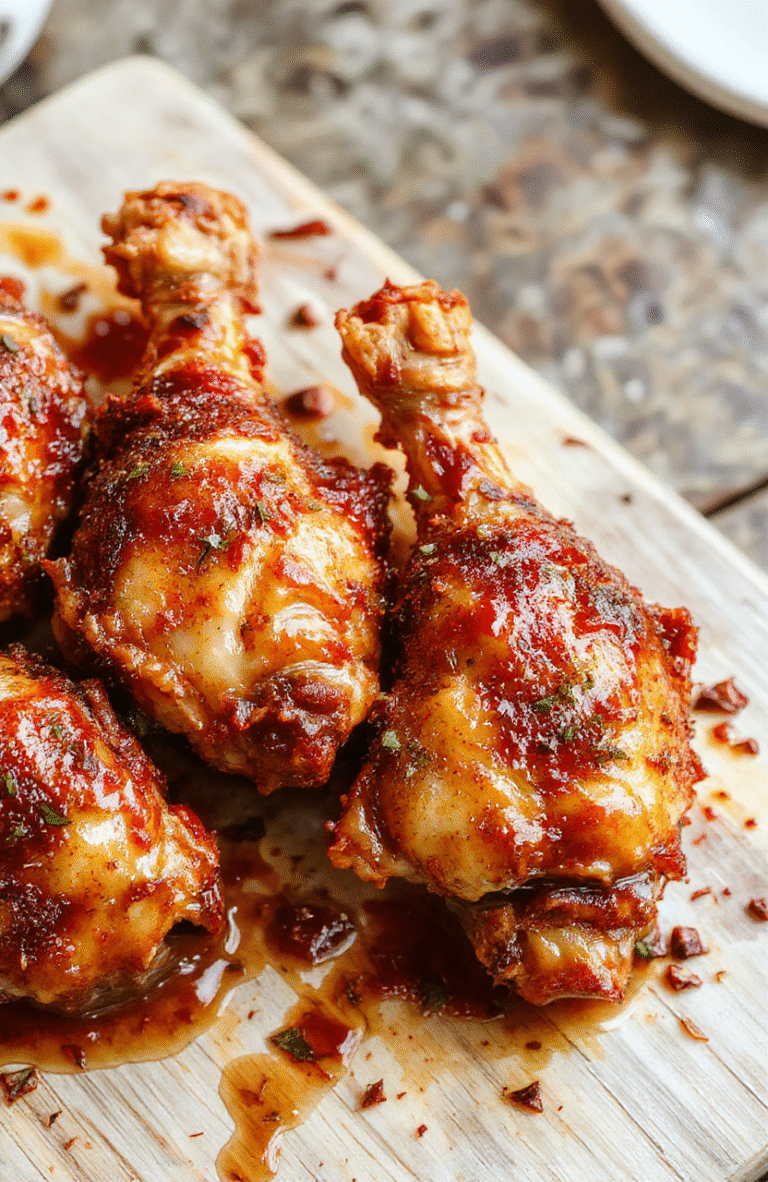 Golden-brown, crispy-skinned chicken legs on a white ceramic plate, arranged over a bed of roasted baby potatoes and fresh rosemary sprigs, with a drizzle of golden olive oil and coarse sea salt visible on the skin; soft natural daylight, rustic wooden table in background, shallow depth of field focusing on the glistening, crackling skin.