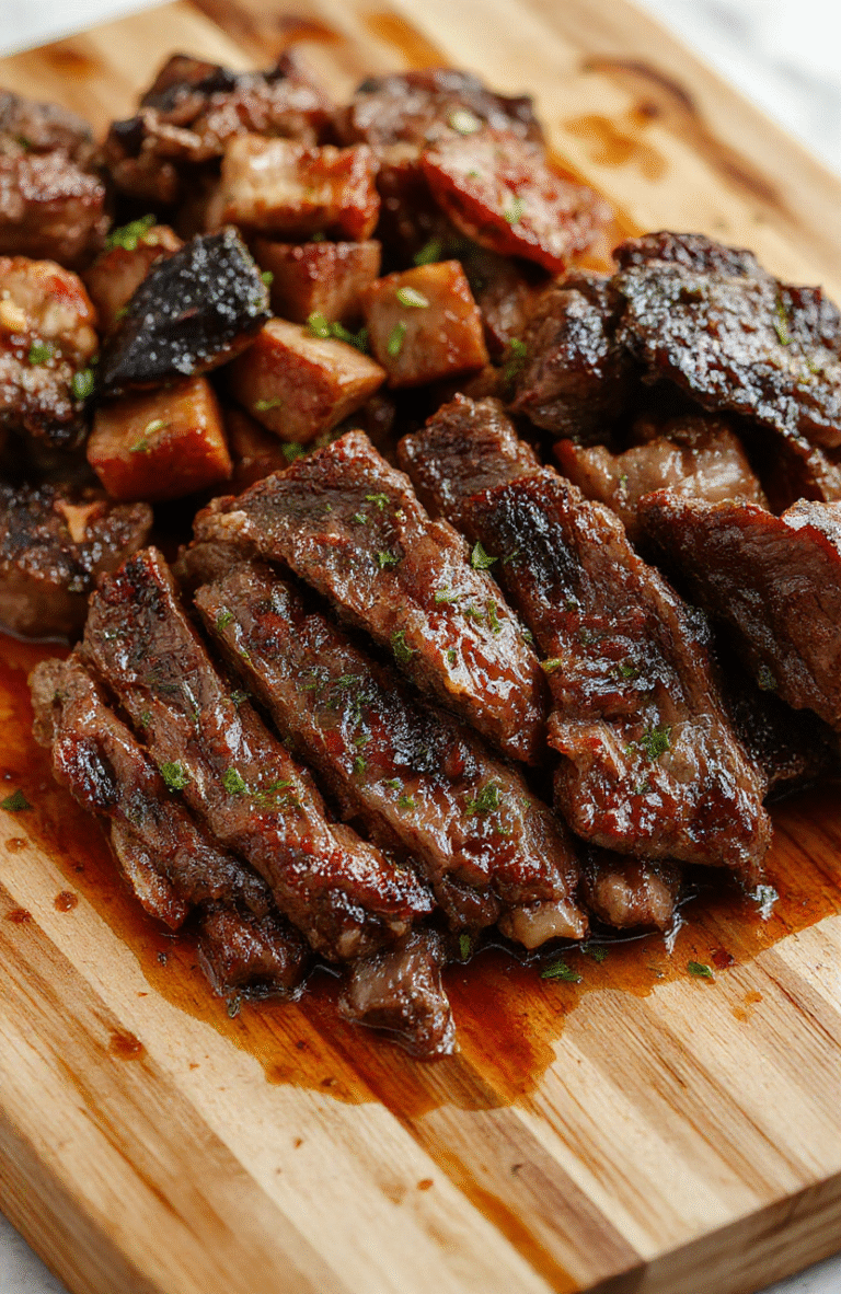 A rustic ceramic crock with rich, fork-tender slow cooker beef in a glossy brown sauce, garnished with fresh parsley and served beside creamy mashed potatoes with buttery peaks.
