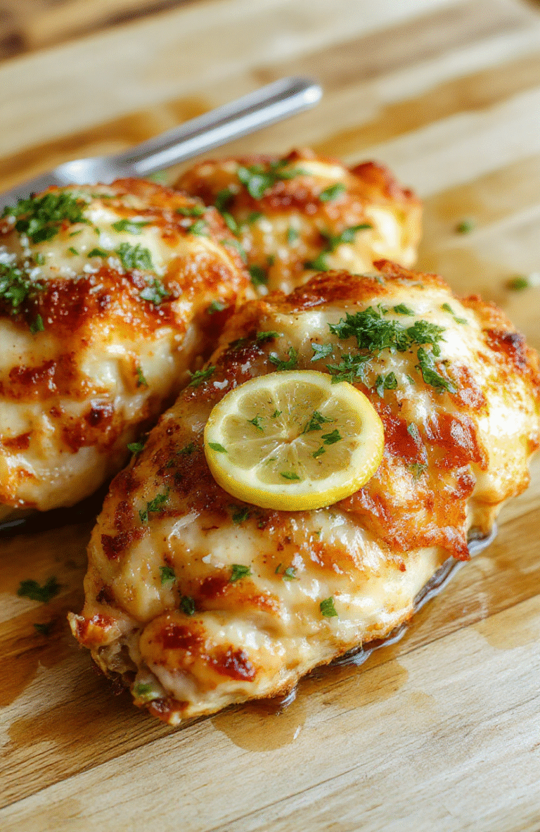 Golden-brown crispy lemon pecorino chicken cutlets on a white ceramic plate, sprinkled with chopped pecorino and lemon zest, garnished with fresh parsley and lemon wedges, set against a light wooden tabletop with soft shadows and natural daylight.