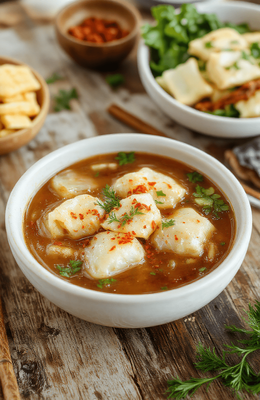 A steaming bowl of homemade wonton soup with golden broth, delicate pleated pork and shrimp wontons floating in rich clear broth, garnished with fresh green onions and cilantro, served in a simple white ceramic bowl against a wooden table.