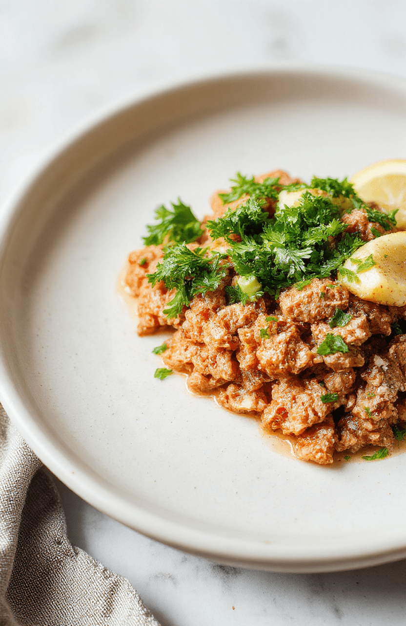 A rustic ceramic bowl filled with fragrant honey garlic ground turkey, glistening with a sweet-savory glaze, topped with fresh chopped green onions and sesame seeds, served alongside steamed jasmine rice and blistered broccolini with gold-edged char.