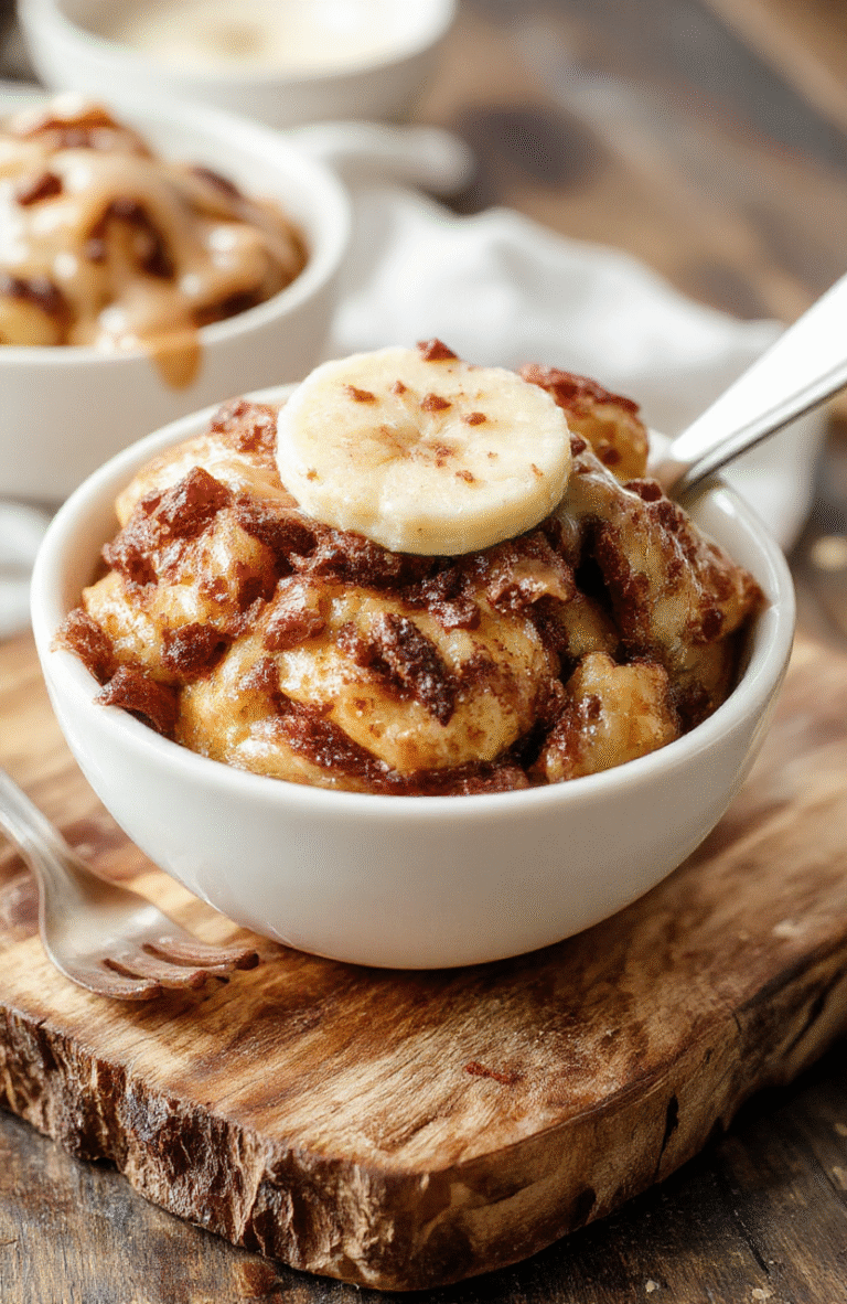 A golden loaf of moist banana bread swirled with cinnamon sits on a light-colored plate, slices fanned to reveal cinnamon ribbons and banana flecks, finished with a soft glaze. The bread rests on a warm wooden board with a mug of coffee, creating cozy fall vibes. Crumb is tender and moist with a caramel crust and cinnamon specks.