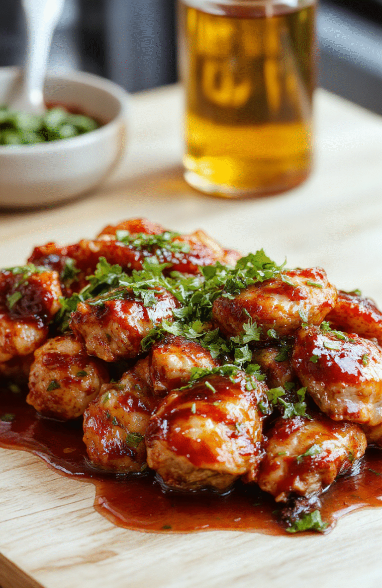 A glossy skillet of teriyaki chicken with bell peppers and sesame seeds, served over fluffy white rice. The chicken pieces are caramelized with a deep, savory glaze, garnished with sliced green onions and sesame seeds. Vibrant peppers add color and crunch, while a light drizzle of sesame oil finish makes the dish shine. The scene is clean and bright, styled simply in a home kitchen.